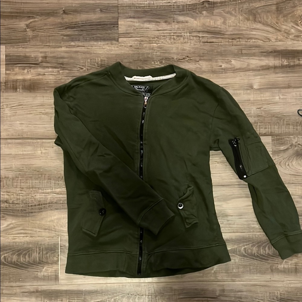 Express Olive Green Bomber Jacket
